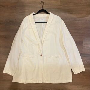 Old Navy Cream Women's Blazer Linen Blend Longline/Oversized Casual Blazer XXL